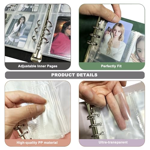 White KPOP A5 6 Ring Photocard Binder with 240 Pockets - Embossed PU Leather