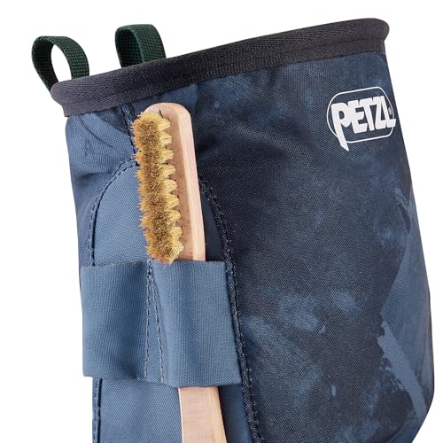 PETZL SAKA Ergonomic Chalk Bag with Belt, Chalk Stripes