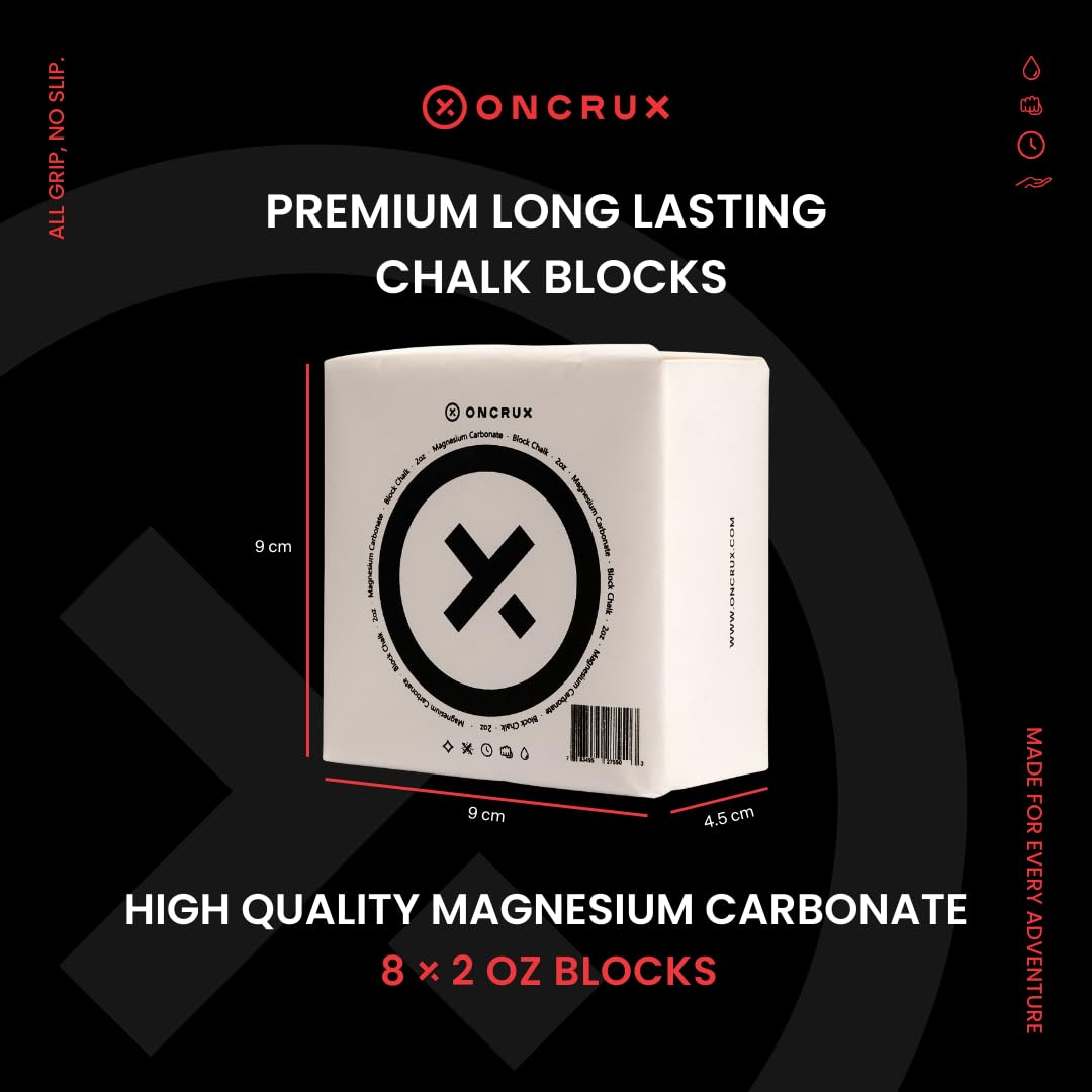 ONCRUX Gym Chalk Blocks - Weight Lifting Chalk Block - Workout Chalk for Weightlifting - Hand Chalk for Gymnastics Rock Climbing Chalk 8x2oz Blocks|1LB