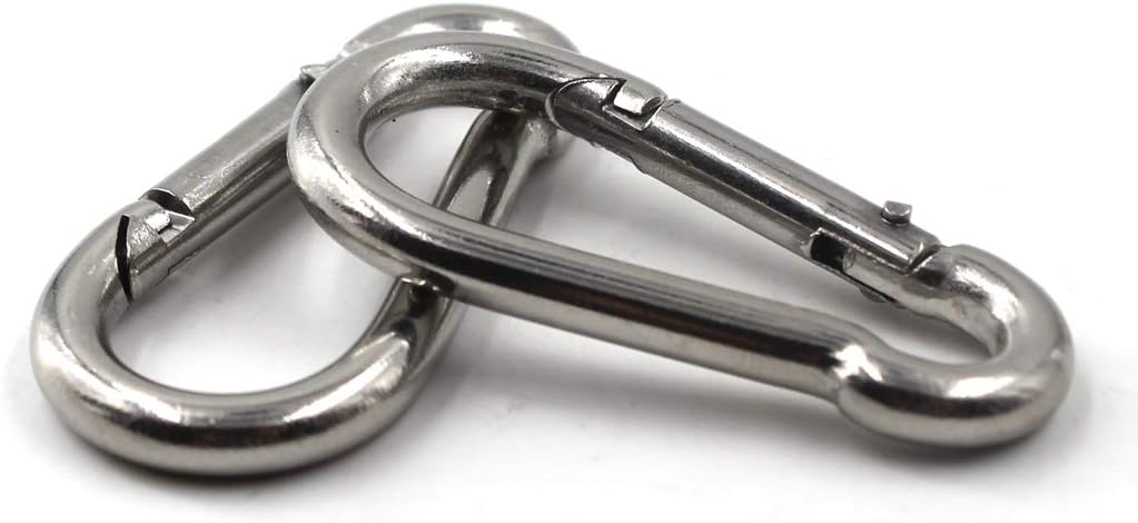 304 Stainless Steel Spring Snap Link Hook, Loaded Hook,Keychain Carabiner Clip for Home, Camping, Fishing, Hiking, Traveling