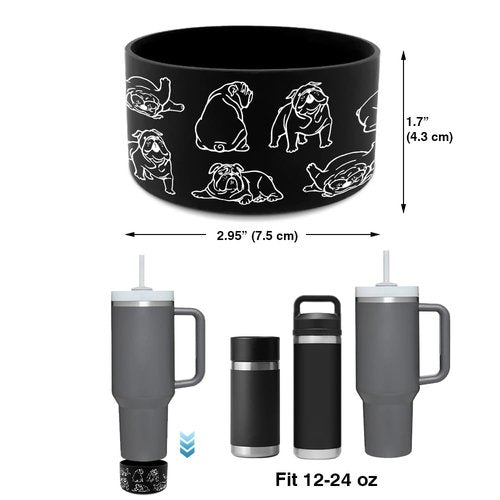WIRESTER Silicone Sleeve Boot Compatible with Stanley Tumbler Hydro Water Bottles 12oz 24oz 20oz 30oz 40oz - English Bulldog Funny Playful On Black