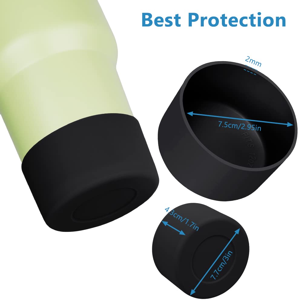 AUAUY 1 Pc Protective Silicone Boot for Stanley Quencher Adventure 40oz & IceFlow 20oz/30oz, Anti-Slip, Noise Reduction, Black