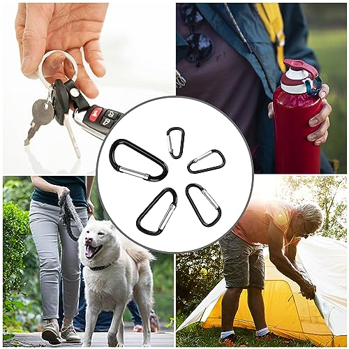 SWATOM Aluminum Carabiner Clip Snap Hook Keyring 1.5/1.9/2.2/2.4/2.8 Inch Carabiners Keychains Black(10P/20P)