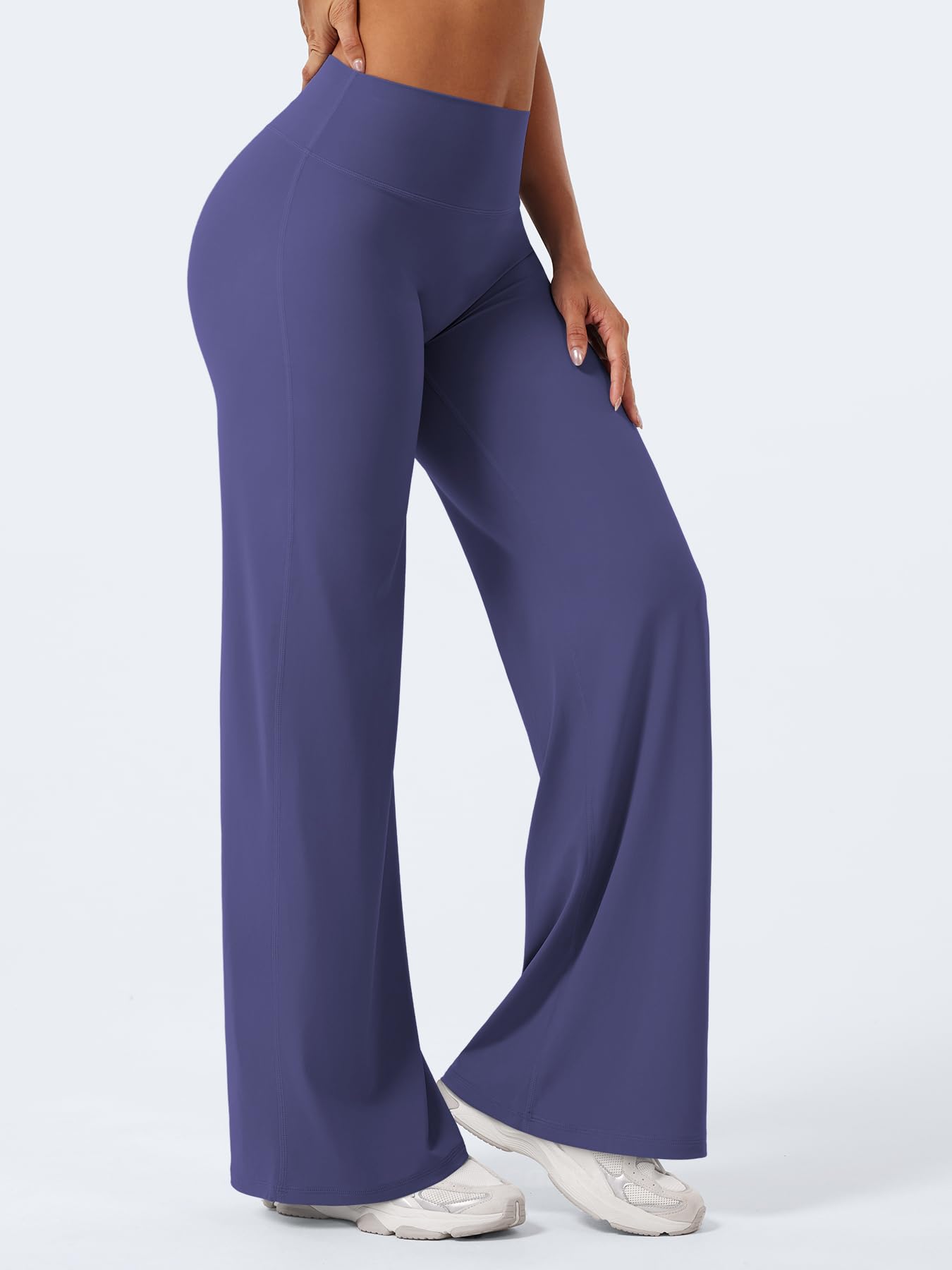 YEOREO Workout Leggings Womens No Front Seam Straight Leggings 31.5" High Waist Buttery Eddiy Gym Yoga Pants Deep Cobalt L