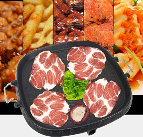 Korean Style Non-Stick Square Grill Pan for Indoor Outdoor BBQ - Smokeless, Maifan Coated, Tilt Design