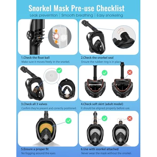 Greatever G2 Full Face Snorkel Mask with Latest Dry Top System,Foldable 180 Degree Panoramic View Snorkeling Mask with Camera Mount,Safe Breathing,Anti-Leak&Anti-Fog