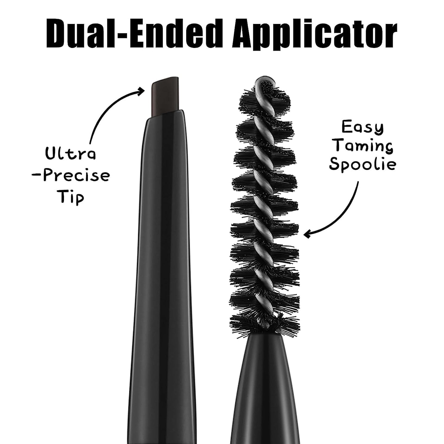 Waterproof Eyebrow Pencil | Dual-Sided Brow Brush | Deep Brown Shade