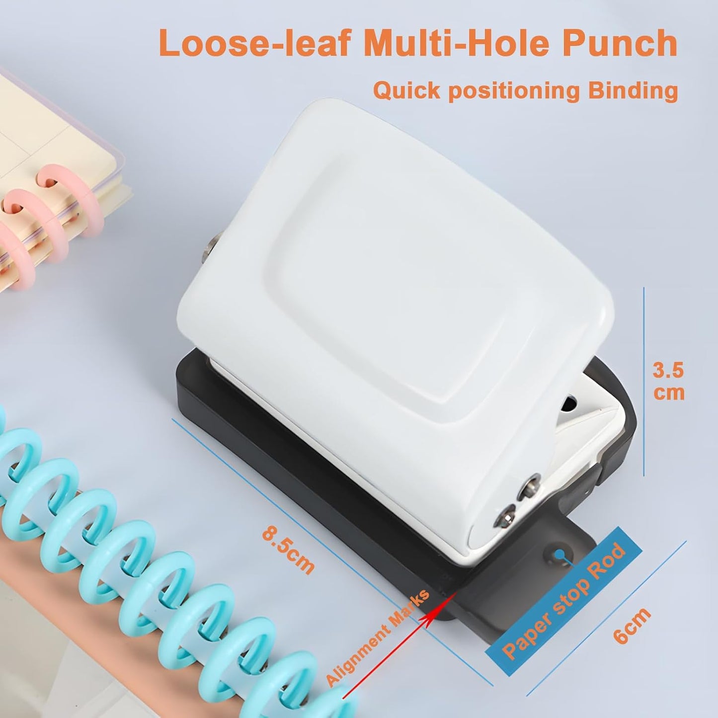 Spiral Binding Machine-Mini 6 Hole Puncher, DIY Creative Book Binder Machine for Planner, Portable A4/A5/B5 Book Loose Leaf Paper Puncher for Coil Bound- Blue