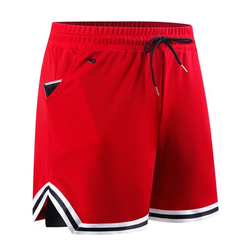 Aserlin Men's Athletic Shorts 2 in 1 Workout Running Shorts with Reflective Zipper Pockets and Towel Loop Gym Mesh Shorts-Red-L