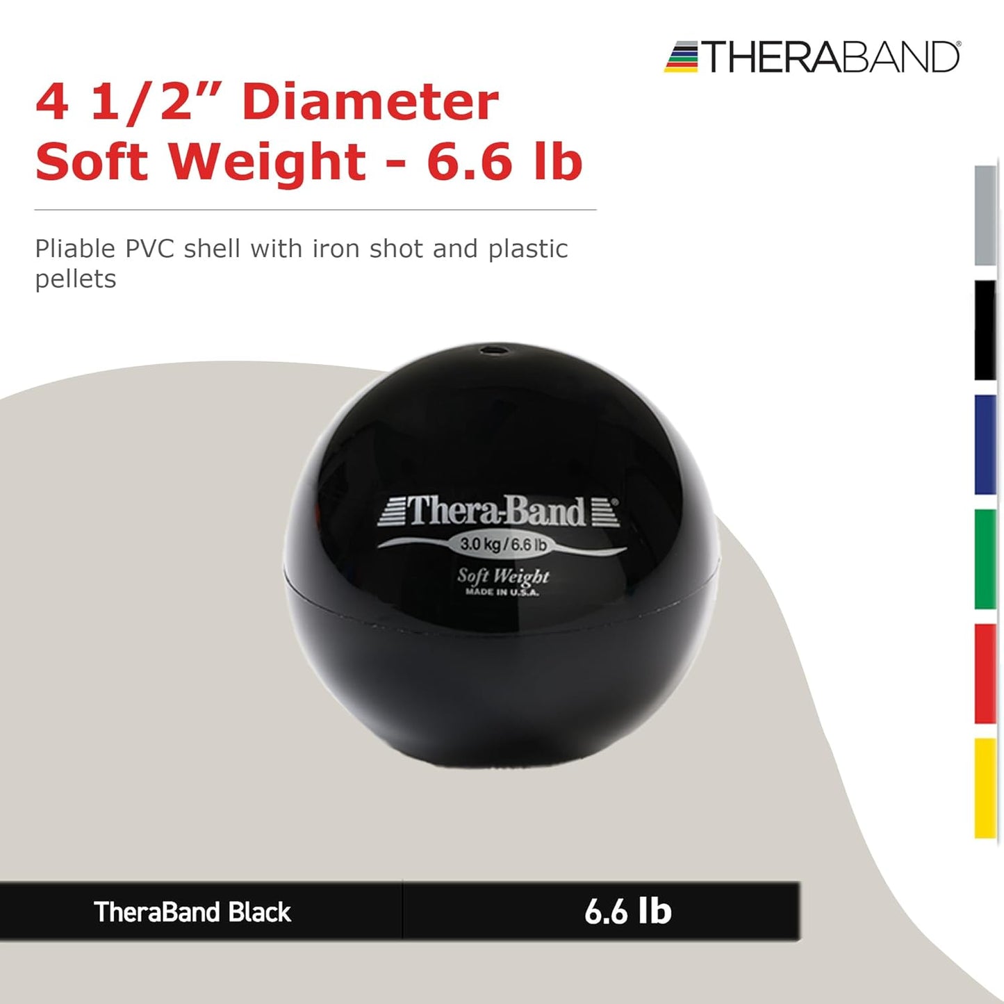THERABAND Soft Weight, 4.5" Diameter, Weighted Balls for Baseball, Weighted Balls for Softball, Hand Held Ball Shaped Isotonic, Shoulder Strength, Rotator Cuff & Throwing Trainer, Yellow, 2.2LB