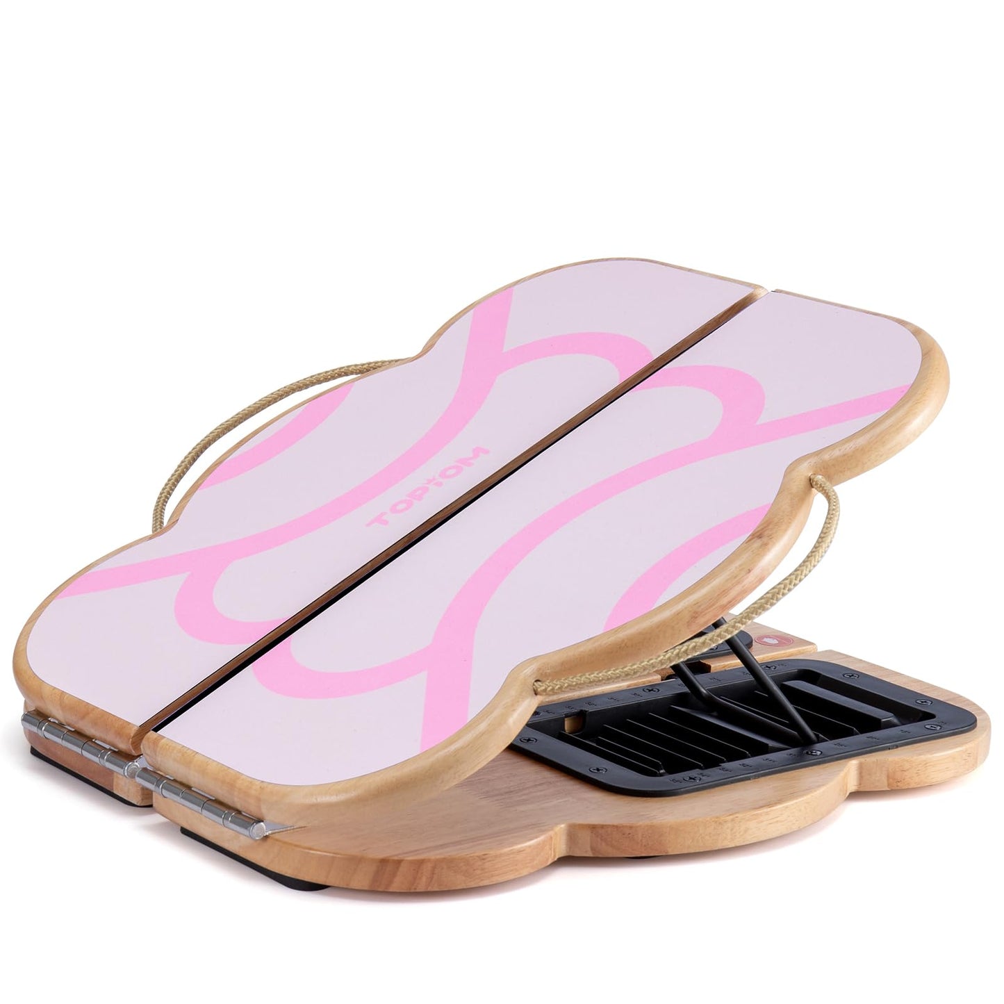 TOPIOM Calf Stretcher Slant Board, Foldable Incline Boards for Calf Stretching Squats Calf Stretcher Heavy Duty, 9 Adjustable Incline Board and Calf Stretcher for Foot Knees Ankle Heel Leg (Pink)