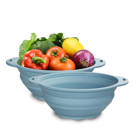 Jovilife Collapsible Camping Bowl 88oz Collapsible Silicone Salad Bowl Large Silicone Bowl for Outdoor Hiking Travel Storage and Mixing(Light Blue)