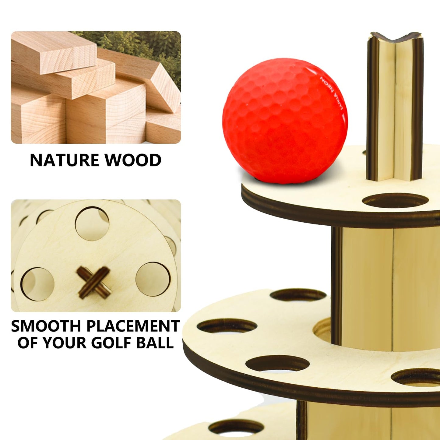 KBKJYYGS Golf Ball Display Case, Golf Ball Rack, Storage of Autograph Balls, Hold up to 60 Golf Balls, Portable Wooden Golf Ball Display for Study Room Decoration, Great for Collectors!