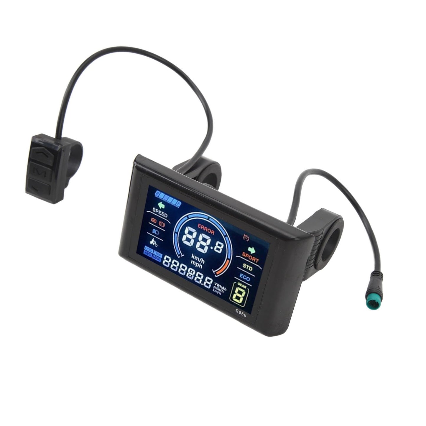 RiToEasysports 2472V Electric LCD Display, S966 LCD Display Meter Control Panel for Electric for 22.2mm 0.9in Handlebars