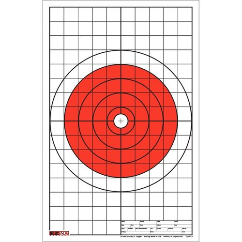 Multi Purpose EZ2C Targets Style 5 Bullseye Pistol and Rifle with 1" Grids for Sight in (Pack of 25) (Pack of 50)