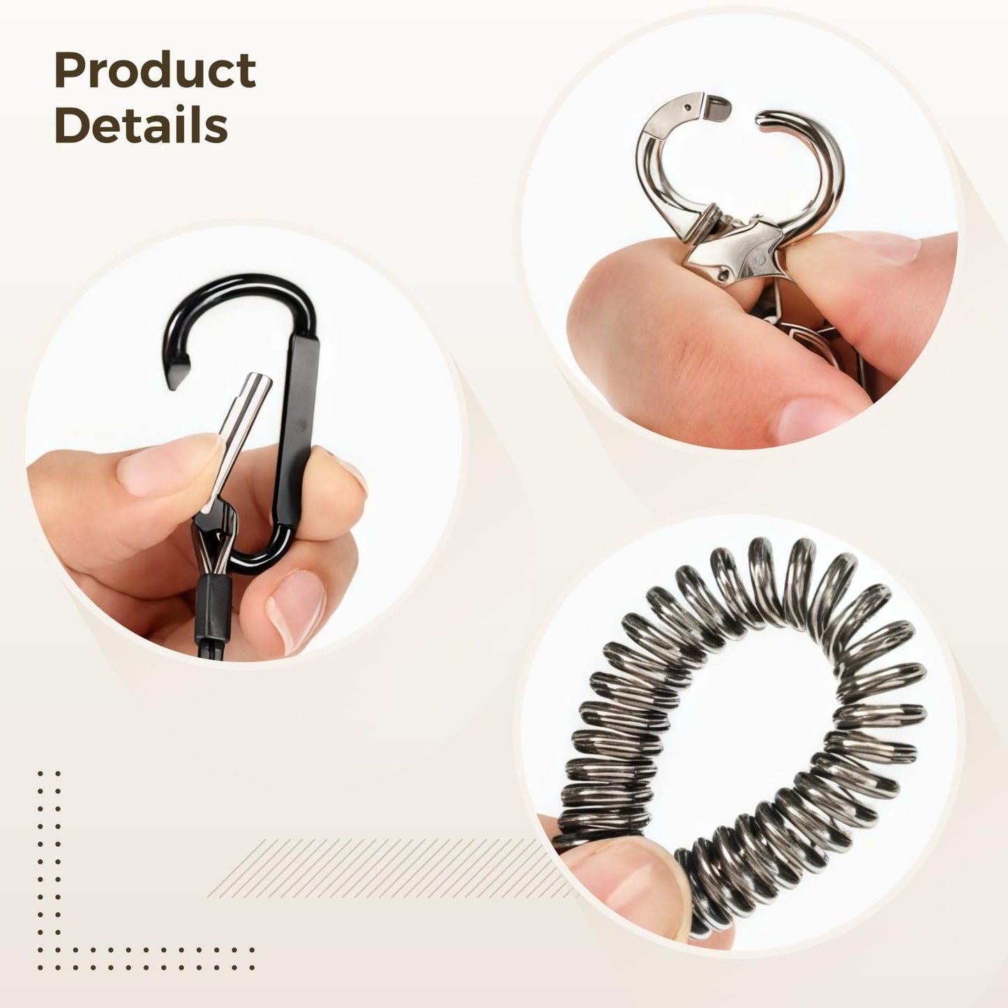 10 Pcs Fishing Tool Lanyards, Retractable Steel Wire Tethers- Heavy Duty Stainless Steel Coiled Security Cables with Carabiners for Kayak Accessories Range Finder Fishing Gear - 2 Sizes