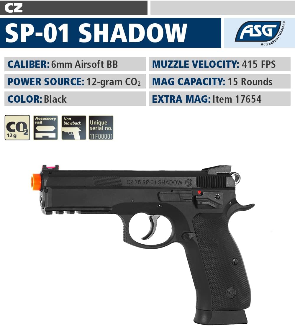 ASG CZ SP-01 Shadow Black 6mm Airsoft Pistol