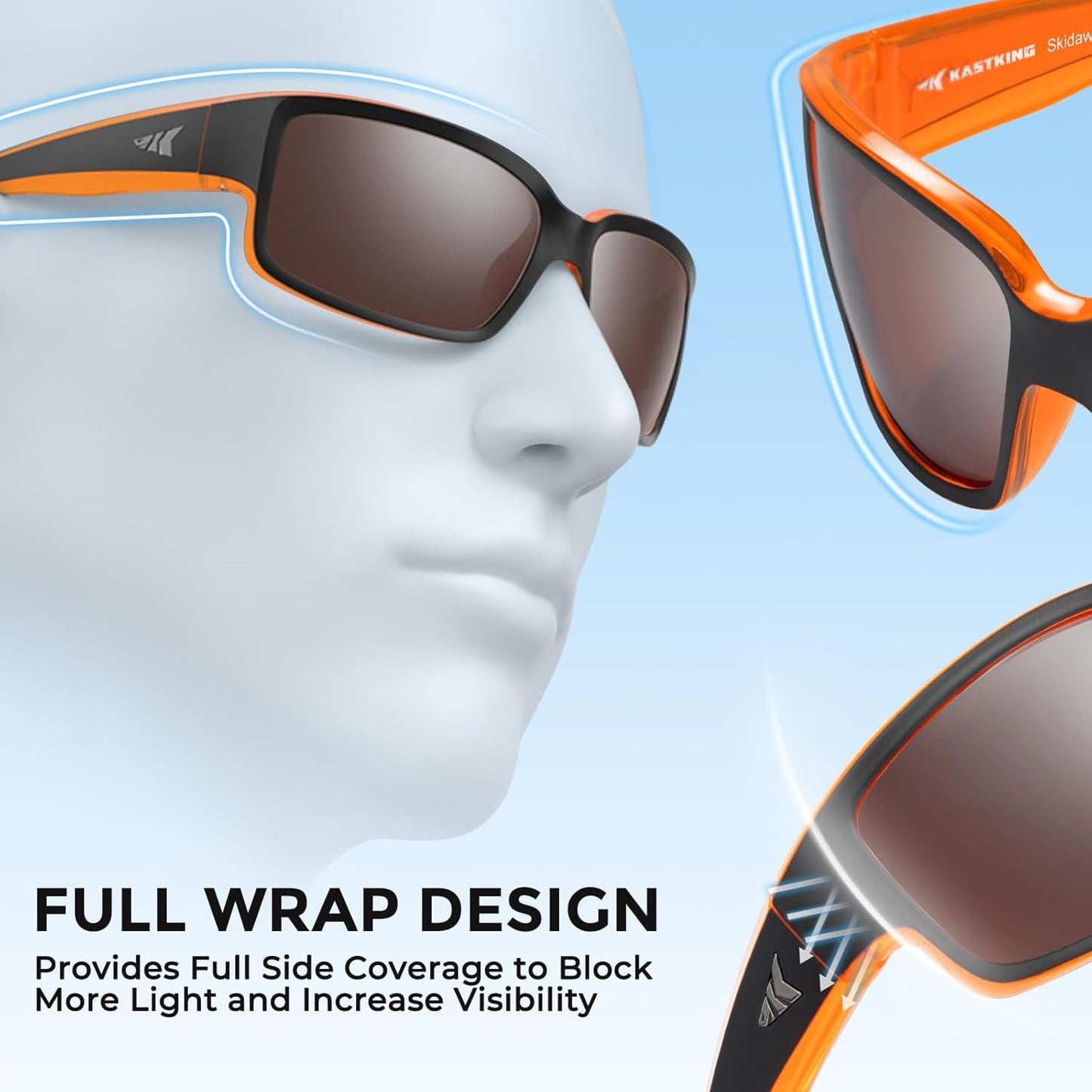 KastKing Skidaway Polarized Sport Sunglasses for Men and Women,Ideal for Driving Fishing Cycling and Running,UV Protection