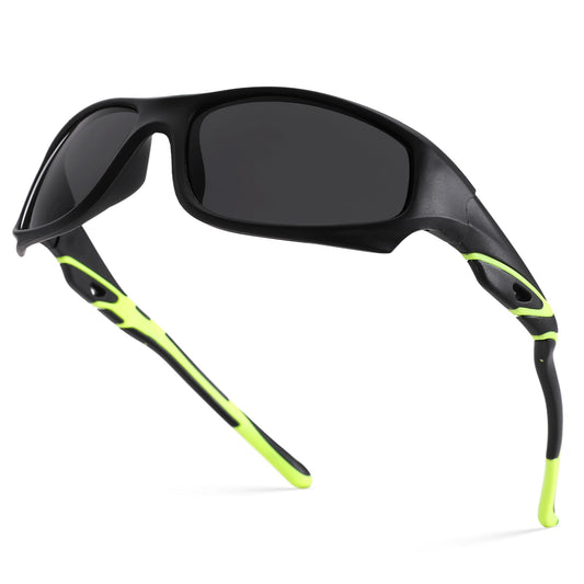 Kids Sports Polarized Sunglasses- Unbreakable Baseball Running Cycling Golf Sun Glasses for Boys Girls Age 4-12 - Matte Black/Gray