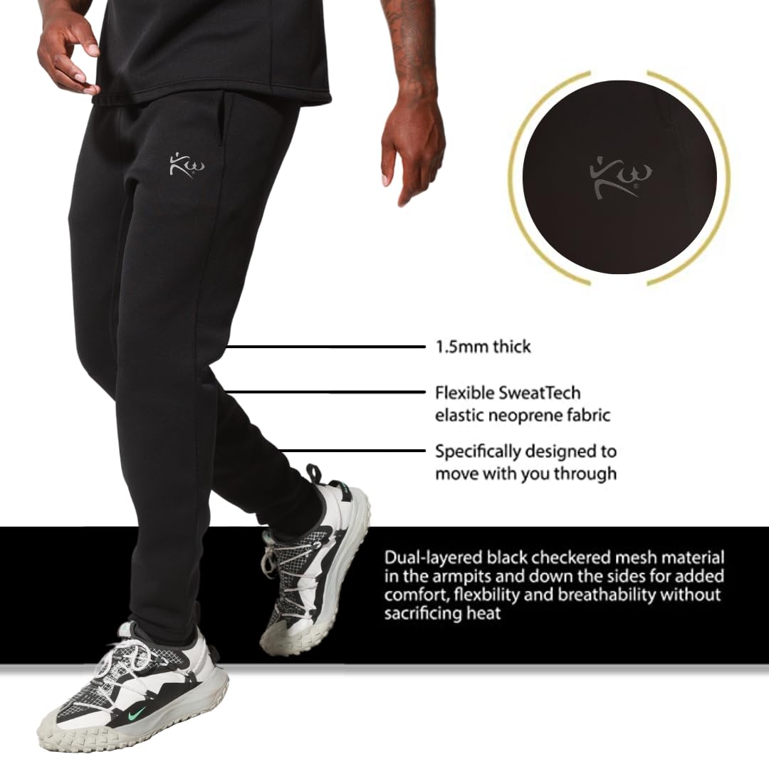 Kutting Weight - Sauna Joggers V4 - SweatTech Neoprene Sauna Pants - for Exercise, Workout, Heat Training & Weight Loss - Breathable & Flexible - Maximize Workouts - S - Black