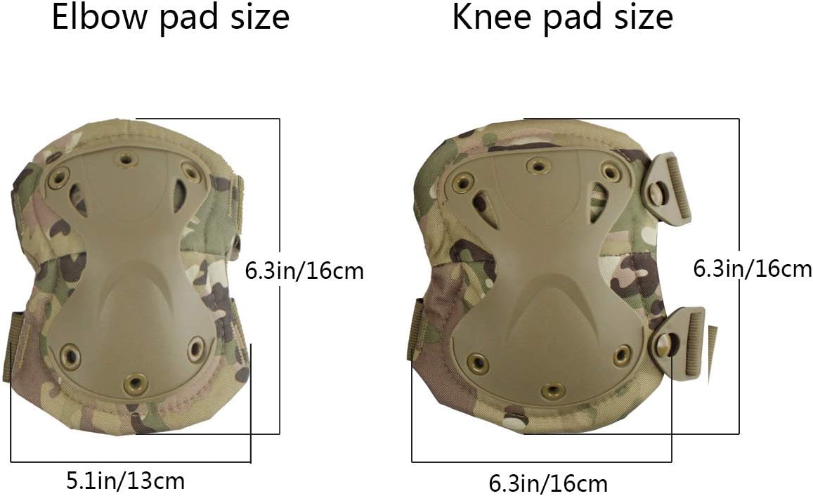 AOUTACC Tactical Combat Knee & Elbow Protective Pads Set for Outdoor CS Paintball Game Cycling Safety Skateboarding Gear Skates Knee Protection Guard Pads