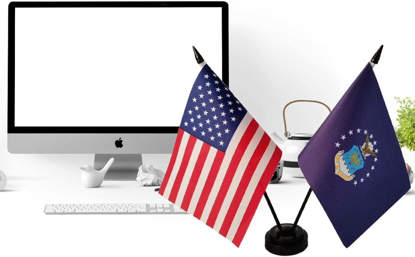 America & Pow Mia Twin Desk Flag, U.S. Pow Mia and American Table Flag, 8 x 5 Inches - You are Not Forgotten Prisoner of War Flags Army Military Pow Flags
