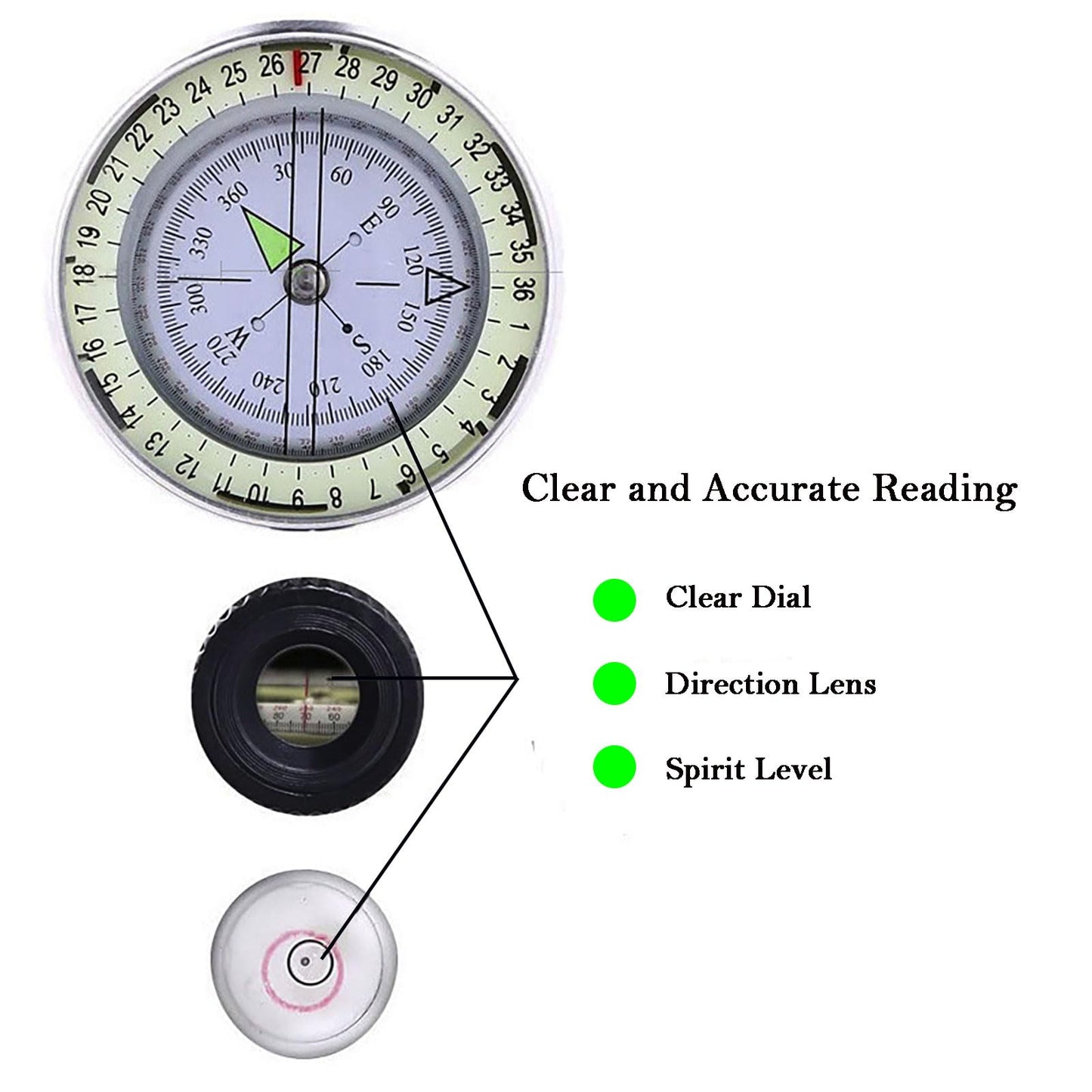 Compass, Hiking Compass for Survival with Lensatic – Waterproof Durable and Pocket-Sized