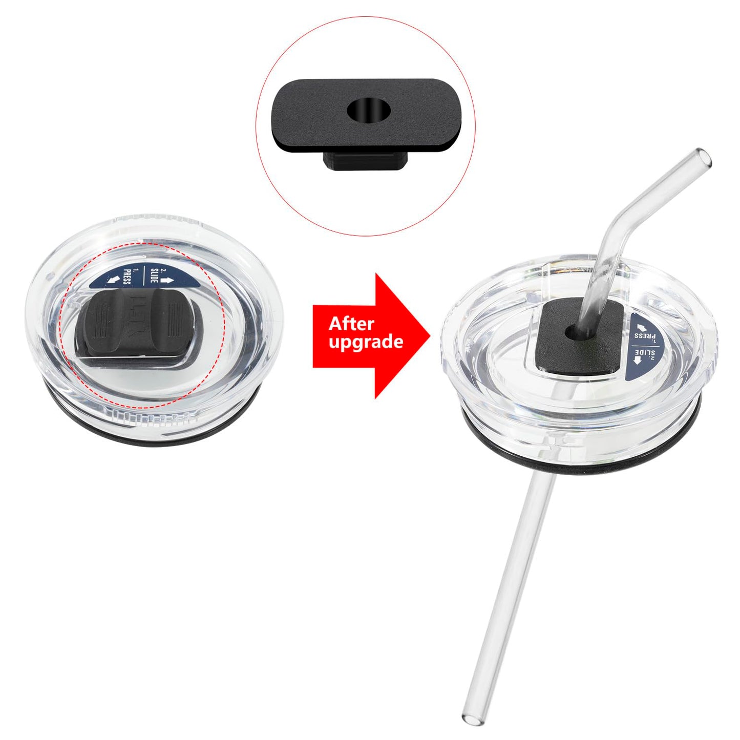 Straw Lid Attachment Compatible With Yeti Tumber Magslider/Stronghold Lid,Straw Cover Accessories For 20/30 Oz Tumber(Black)