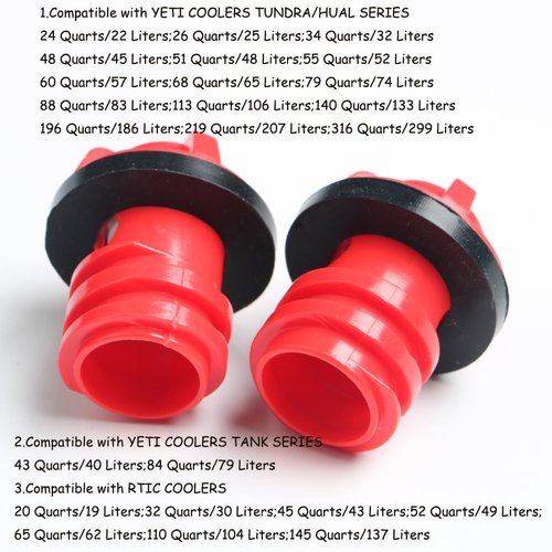 Cooler Drain Plug for YETI,2pcs,Cooler Leak-Proof Drain Plugs Replacement Compatible with YETI and RTIC Coolers (2PCS Small,Red)