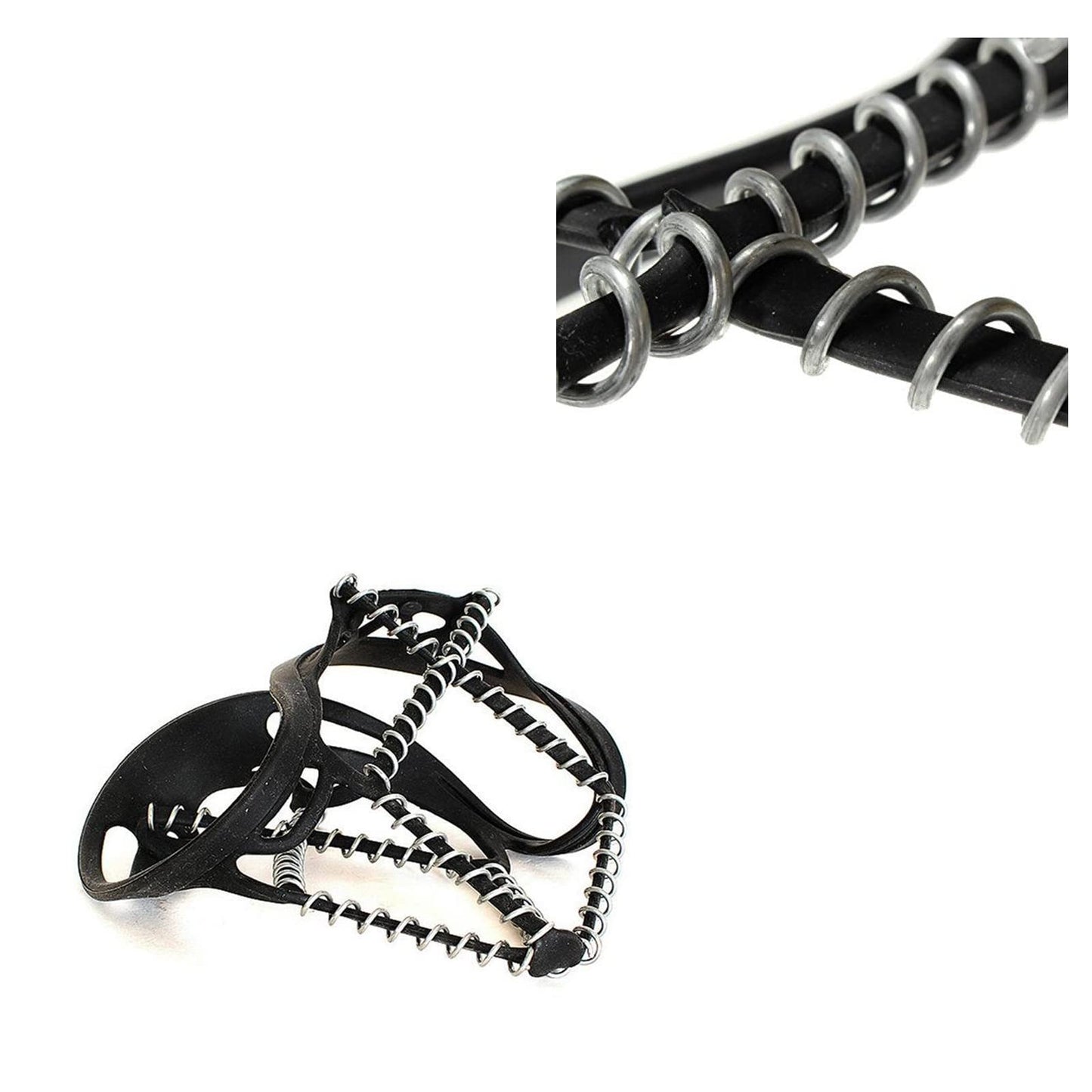 Walk Traction Cleats,Ice Cleats Anti Slip Crampons Rubber Spikes Ice Snow Grippers for Boots and Shoes for Winter Walking on Snow and Ice Climbing Hiking Mountaineering 2PCS for Man and Woman