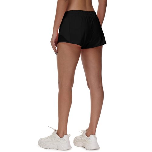 MCEDAR Women's Running Shorts Low Waisted 2.5",Lightweight Active Workout Quick Dry Gym Athletic Sports Shorts Zip Pocket Black,6/S