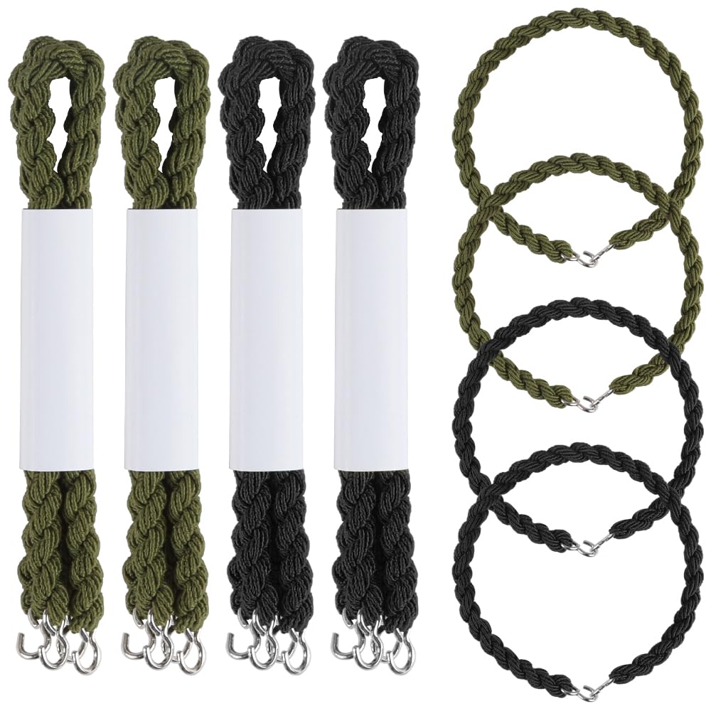 12 Pieces Elastic Military Boot Straps with Metal Hooks (Black/Green)