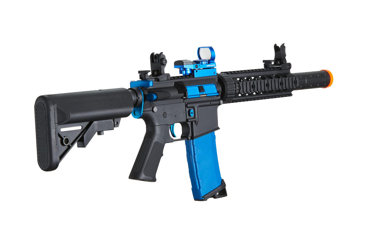 Lancer Tactical Gen 2 M4 SD Blue Carbine Combo Airsoft AEG Rifle with Red Dot Sight (9.6v Nimh Battery, Charger, 1000 Rounds 0.20g BBS Included)