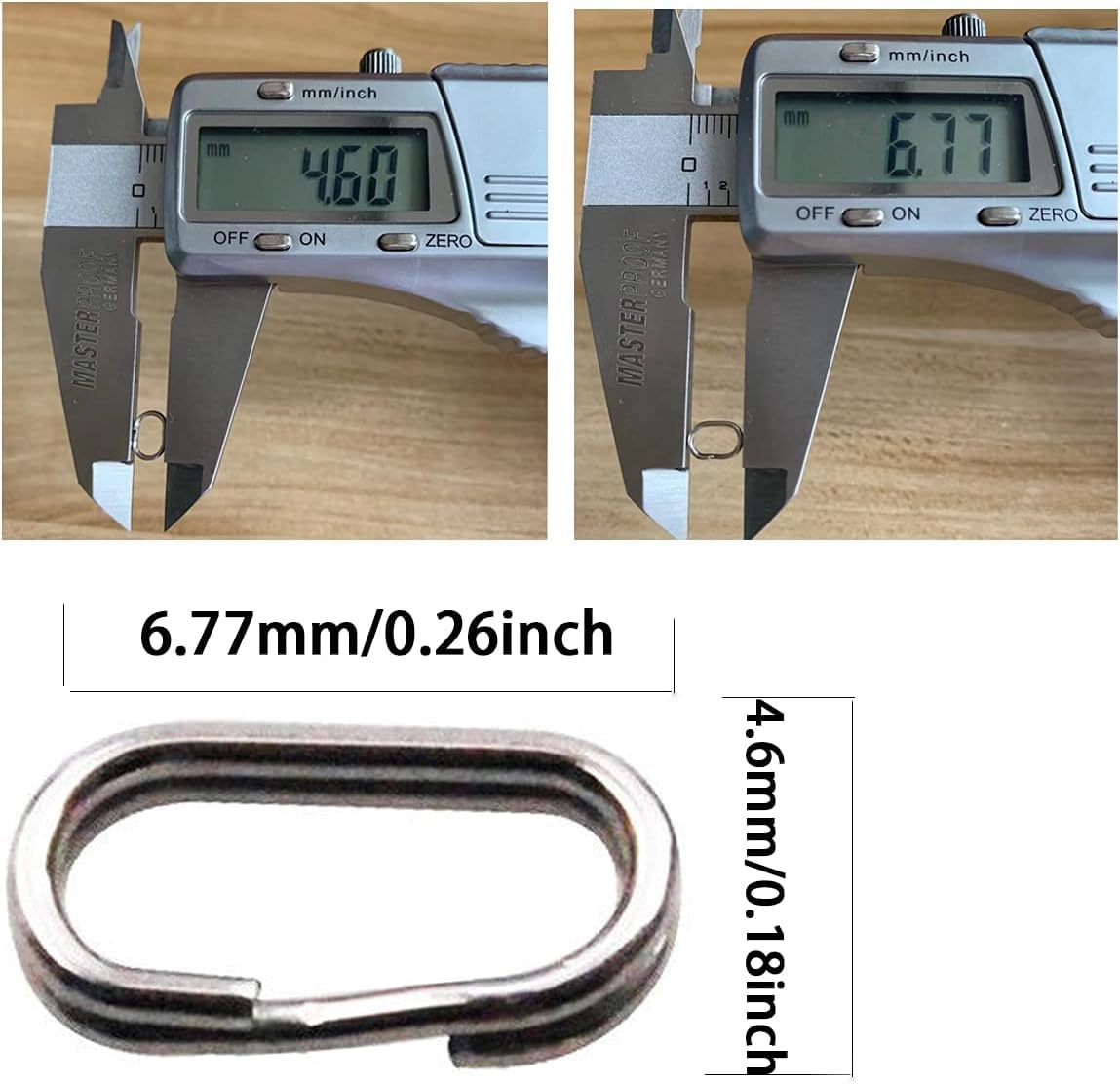 100Pcs Fishing Split Rings Stainless Steel Fishing Oval Split Rings Swivel Snap Carp Fishing Tackle Chain Connector Heavy Duty Split Rings Size Wire Diameter Terminal Tackle and Accessories 0.7mm