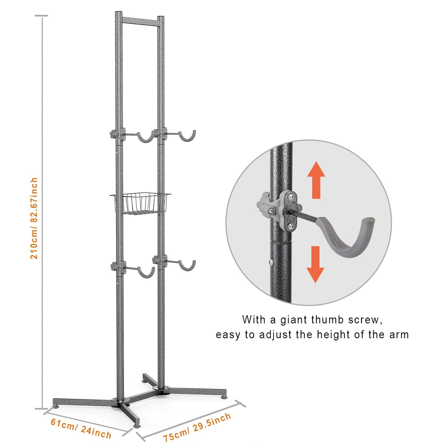 2-/4-Bike Storage Rack with Basket - Bike Rack Garage for Road, Mountain and Hybrid Bike Garage & Home (for 2 Bikes)