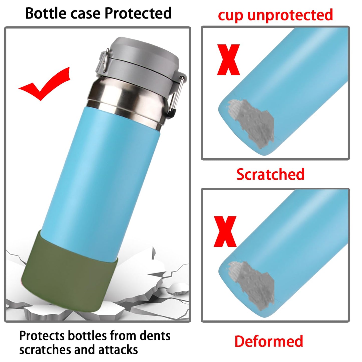 2 Pcs Silicone Boot Sleeve Compatible Stanley Quick Flip GO Water Bottle,for Stanley Quick Flip GO Water 36oz Bottle Boot.Avoid Scratches and Noise (Military Green, 36oz)