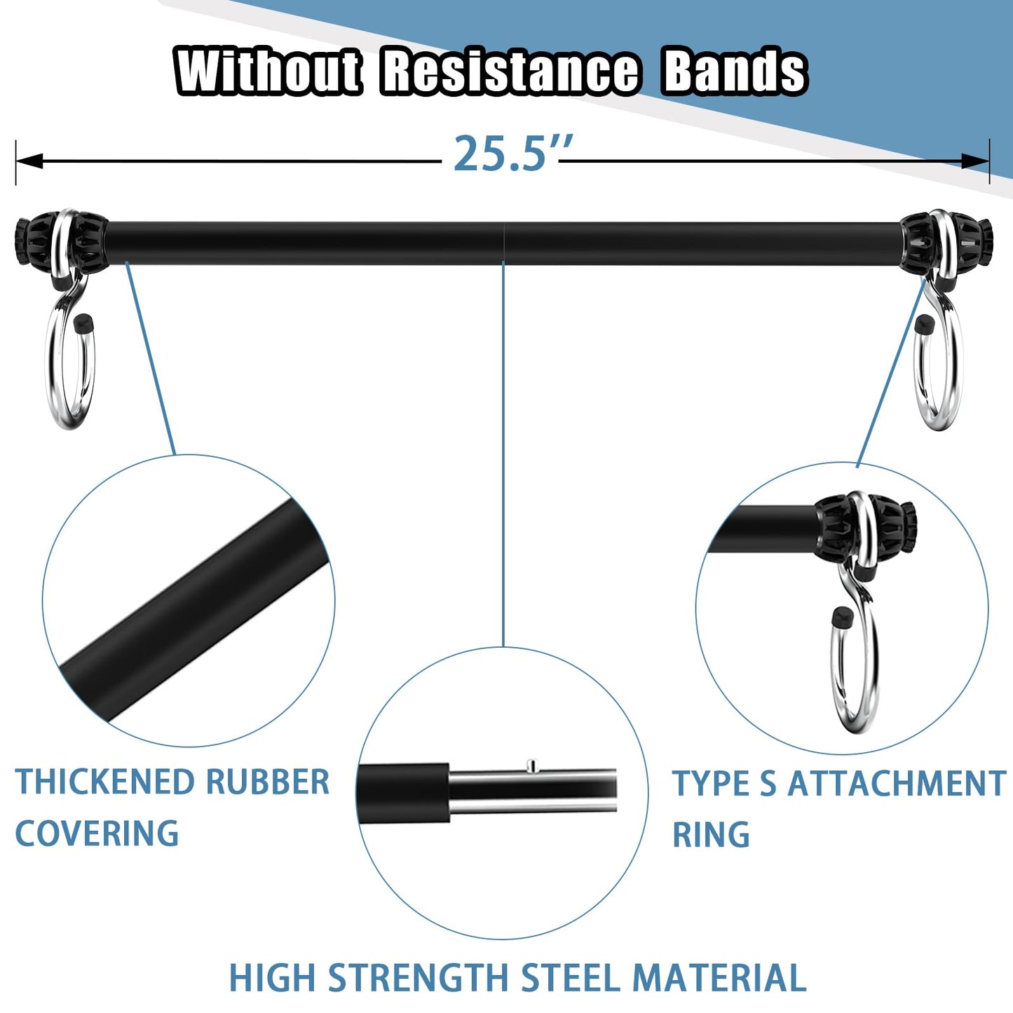 Resistance Band Bar, Portable Pilates Bar with Resistance Bands Home Gym Workouts Stick Squat Yoga Pilates Flexbands Kit for Full Body Shaping (25.5 Inch Bar + 5PCS Resistance Bands)…