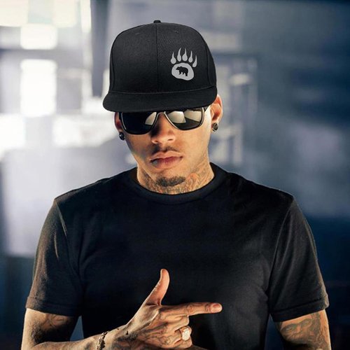 Tijeyi Native American Bear Claw Snapback Hats for Men Baseball Cap Adjustable Men's Hats & Caps Flat Bill Trucker Dad Gift Teen Hats for Boys Black Hat Funny Animal Cap