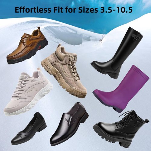 One Fit All Ice Cleats, Quick Slip On Traction for Shoes and Boots Sizes 3.5-10.5, Everyday Use Mid-Sole Ice and Snow Grips with Add On Straps, Ideal for Men Women and Kids Hiking Walking Commuting
