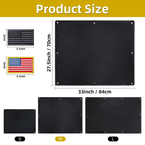 ZESION Black Tactical Patch Wall Board,Collapsible Tactical Patch Display, Hook and Loop Military Patches Holder (27.5"x33")
