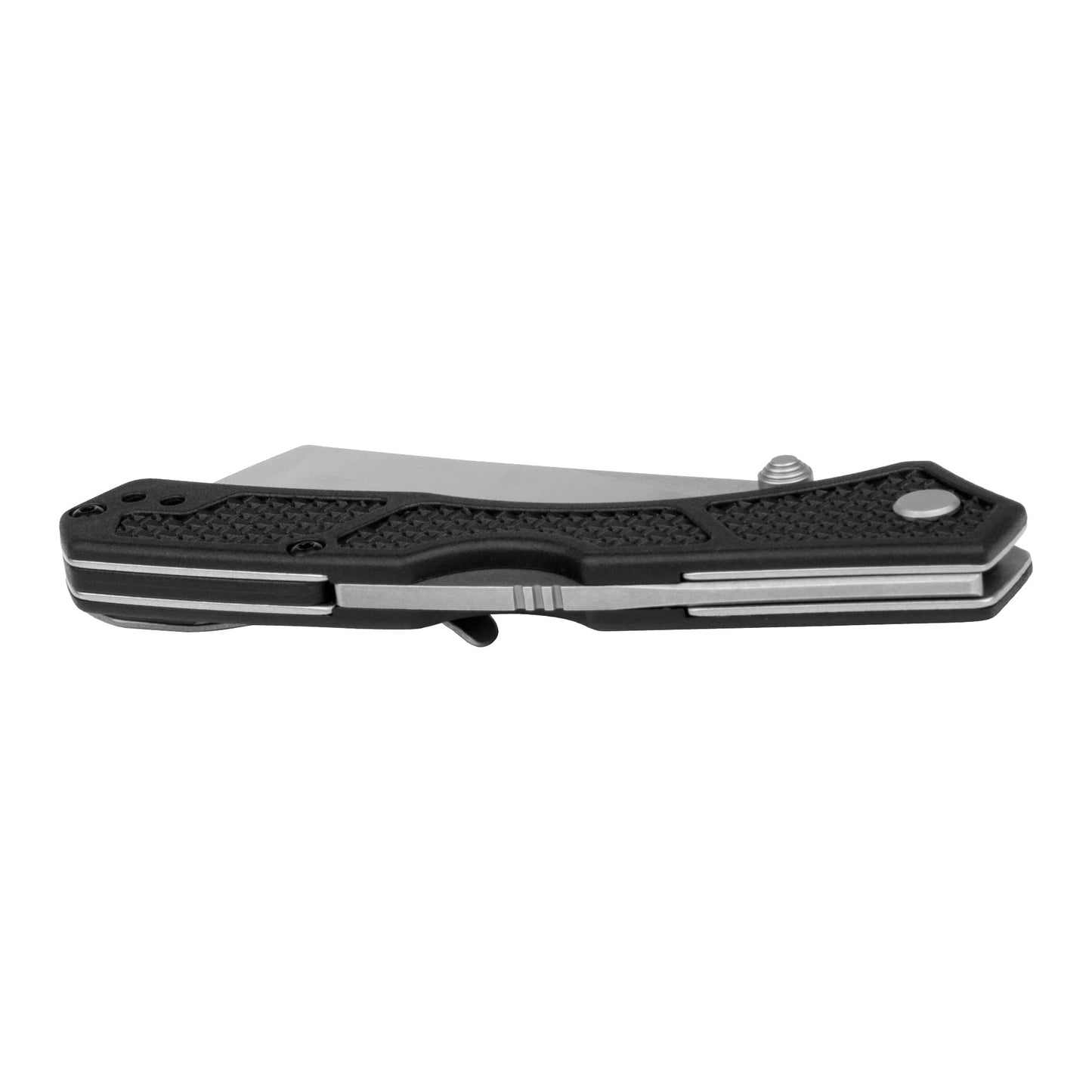 Kershaw Hatch Folding Pocket Knife, 3.15 inch Cleaver Style D2 Stainless Steel Blade, Black Handle, Mid Lock Mechanism, Pocketclip