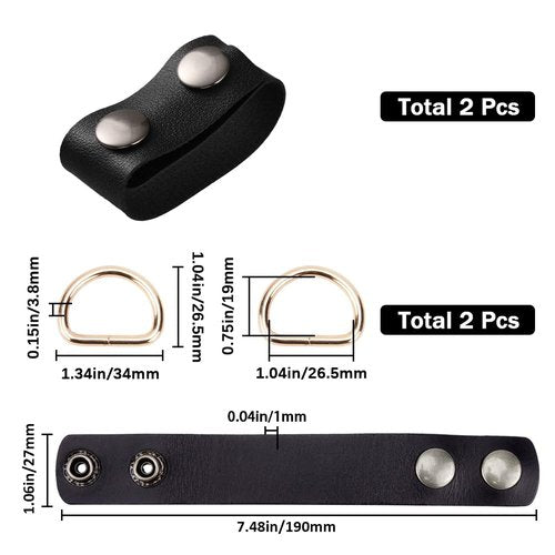 GORGECRAFT 2Pcs Black Leather Belt Keepers Loop Stays Belt End Holder Retainer with 2PCS Iron D Rings Belt Loop Keepers Keychain for Belt Fixing Outdoor Sports Men Women