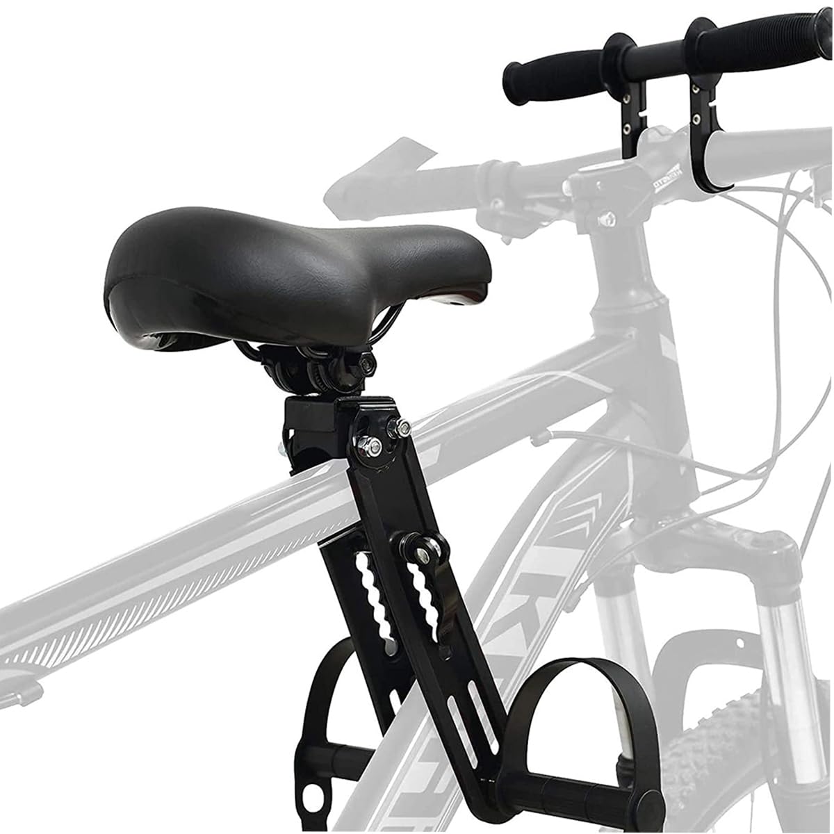 shouldbuy Kids Bike Seat Replacement with Handlebar,Detachable Front Mounted Child Bicycle Seat with Foot Pedals for Children 2~5 Years
