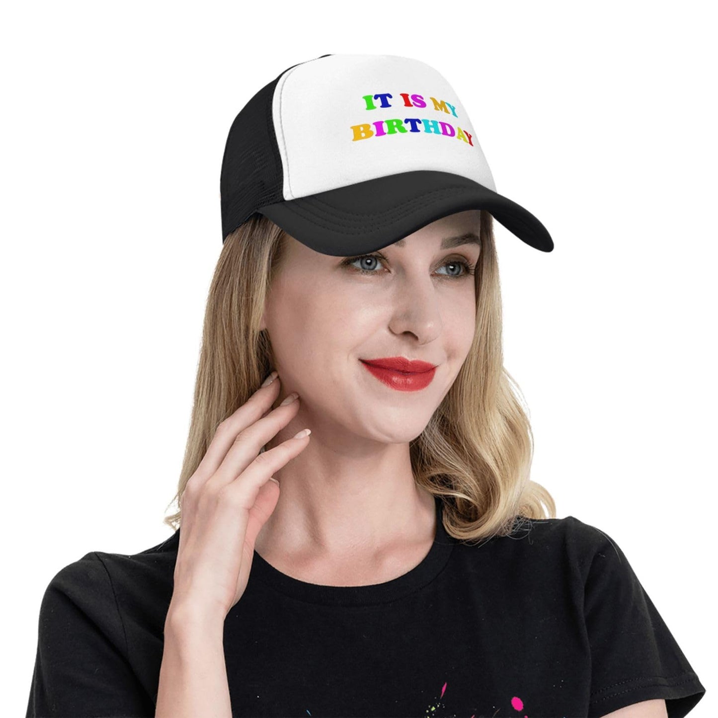 ZBDSKLEX Happy Birthday Trucker Hat for Men Women, Adjustable Mesh Baseball Cap for Birthday Party