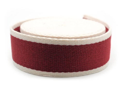 CRAFTMEMORE 1 1/2 Inches Cotton Webbing Strap, Two Tone Heavy Webbing Straps for Arts and Crafts, Luxury Bag Strap (2 Yards, Red-Ivory)