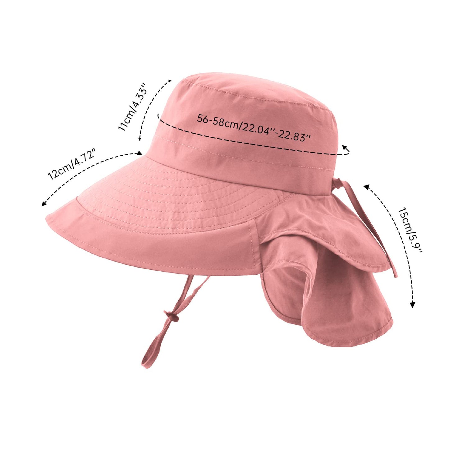 Sun Hats for Women Hiking Fishing Hat Wide Brim Hat with Large Neck Flap Sun Protection Hats for Men and Women Pink
