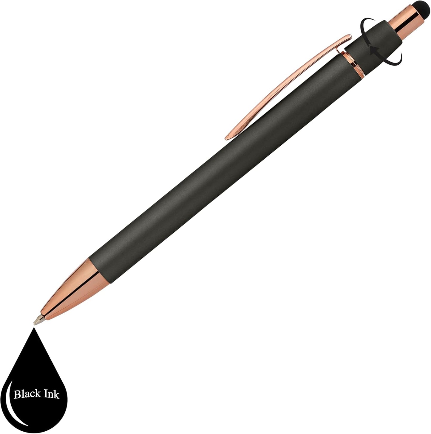Fidget Pen for Adults - 2 Pack Stress Relief Pens with Gift Box - ADHD Anxiety - Metal with Rubber Grip - Focus for Office, Work (Black-Blue)