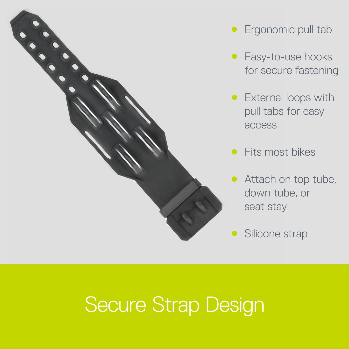 Bike Frame Carrier Utility Strap for Tools and Inner Tubes, Stwap by Delta Cycle - Oversized Strap Design Hold All Bike Tire Tube Sizes up to 29 inches with Integrated Hook & Loop Storage Fasteners