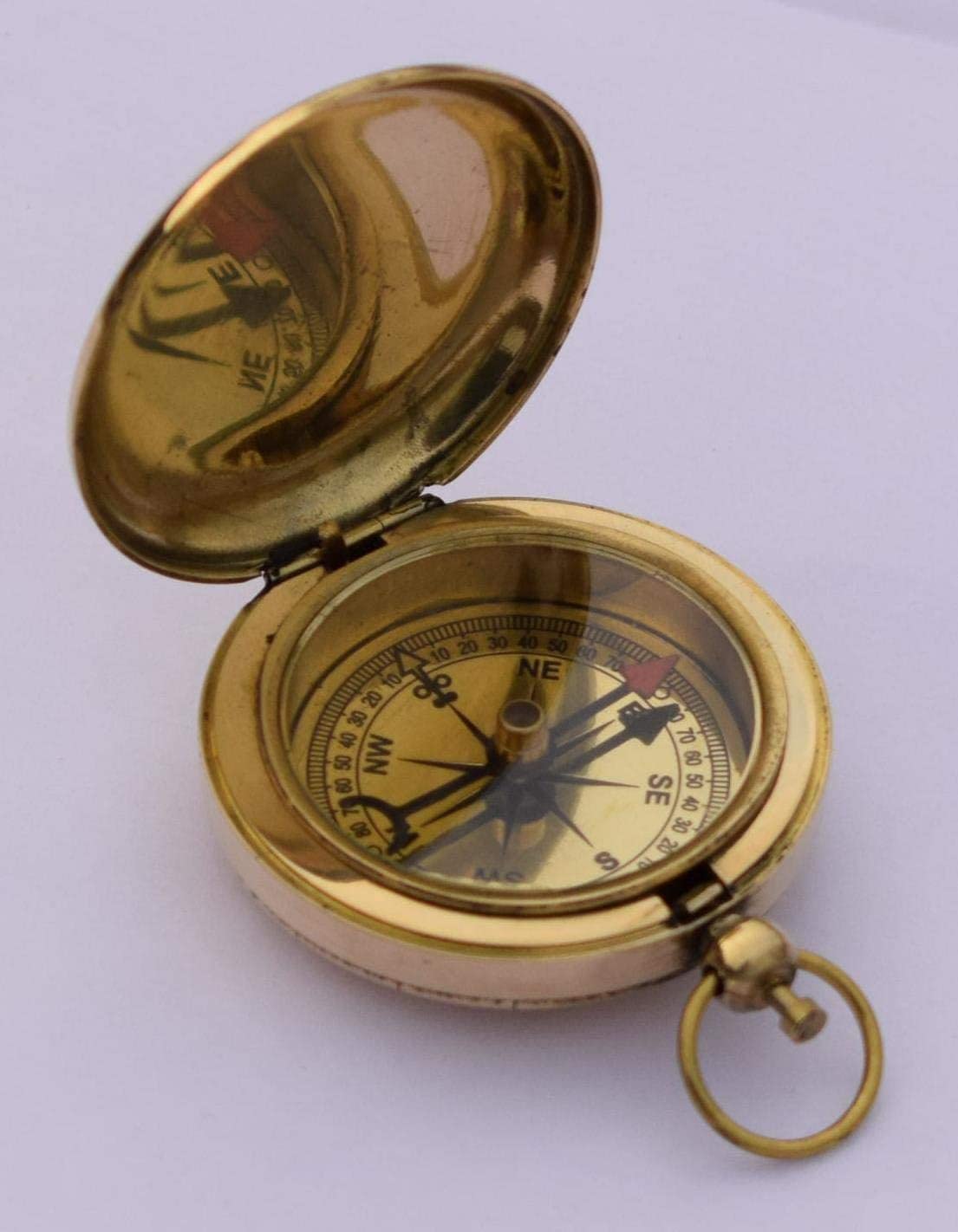 Antique Brass Compass Push Button Pocket Compass Nautical Navigation Tool for Outdoor Camping Travelling & Hiking