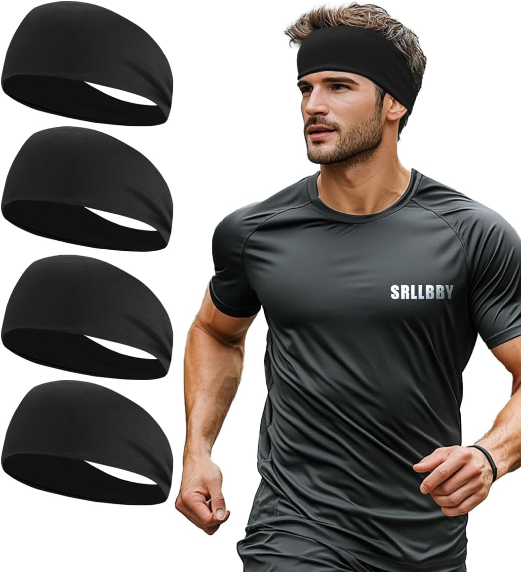 Sport Sweatbands | 4-Pack Summer Workout Headbands for Men & Women – Sweat Wicking